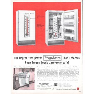 1961 Frigidaire Upright Freezer Vintage Print Ad Midcentury Kithcen Appliances
